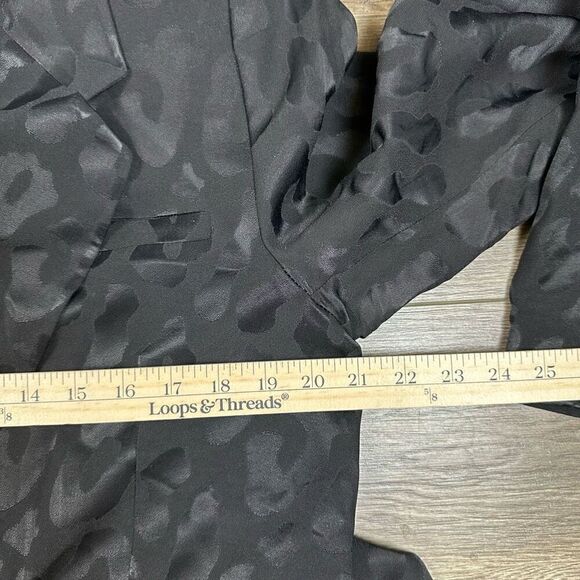 Anine Bing Women’s Size Large Tate Tie Belted Blazer Black Animal Print Jacket - Picture 6 of 8